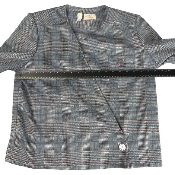 Vintage Lady Carol NY Glen Plaid Wrap Top & Skirt 2PC Set Button Front - Picture 9 of 13
